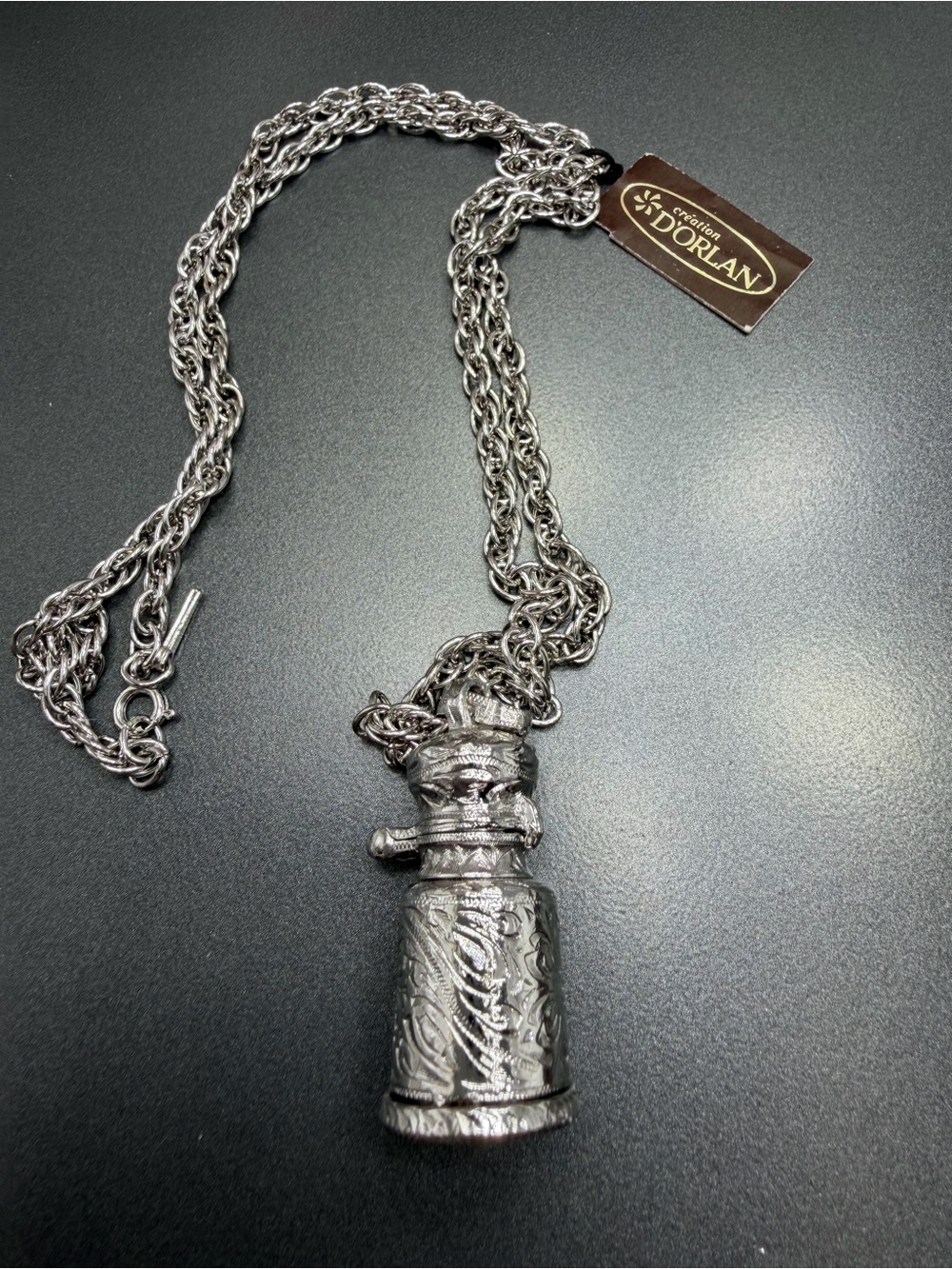 Vintage D’Orlan Silver Bottle Pendant Necklace made in Canada